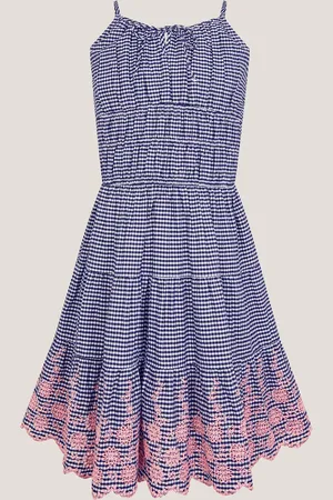 sundress Embroidered Gingham Sun Dress