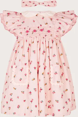 Monsoon Baby Floral Stripe Dress and Headband Set