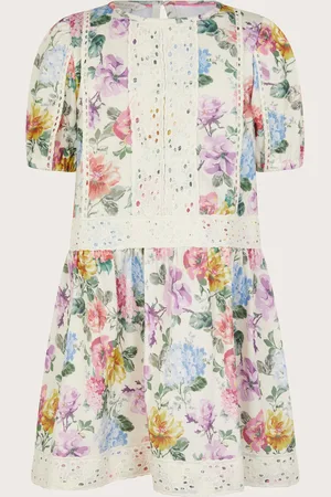 Monsoon Floral Broderie Short Sleeve Dress