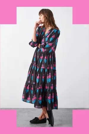 Bohemia East Helena Woodblock Print Midi Dress