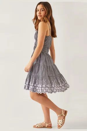 sundress Embroidered Gingham Sun Dress
