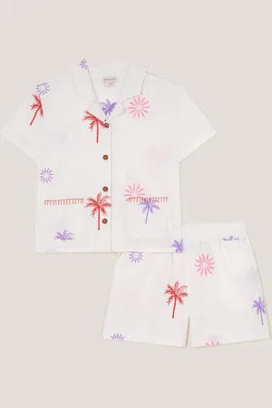 Monsoon Palm Embroidered Shirt & Shorts Set