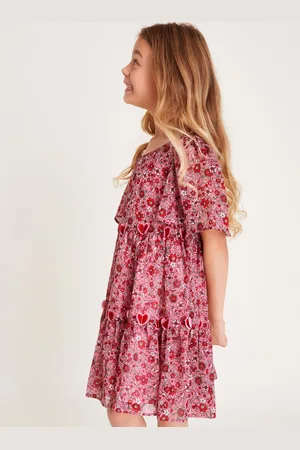 Monsoon 3D Hearts Floral Short Sleeve Dress
