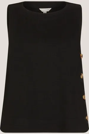 Monsoon Lucy Linen Blend Button Tank Top