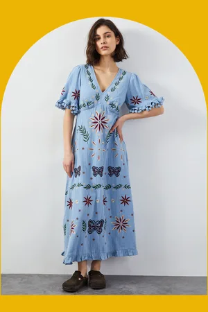 Bohemia East Mererid Embroidered Midi Dress