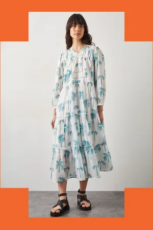 Bohemia East Pami Palm Print Midi Dress