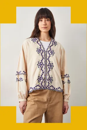 Bohemia East Cresta Long Sleeve Embroidered Blouse
