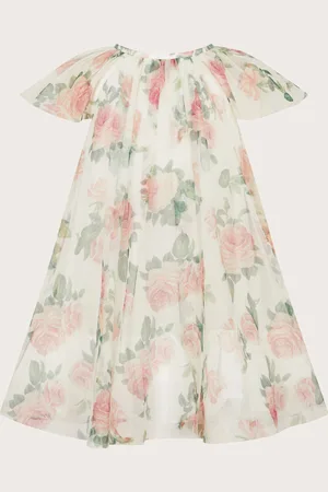 Monsoon Baby Floral Print Swing Dress Ivory