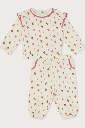 Monsoon Newborn Floral Frilly Sweatshirt and Joggers Set