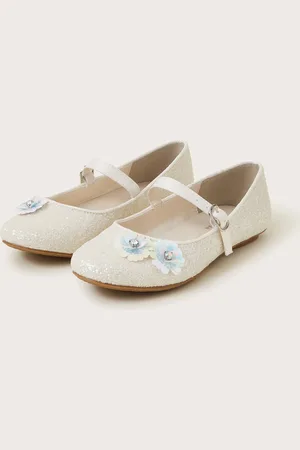 Monsoon Glitter Sequin Flower Ballet Flats