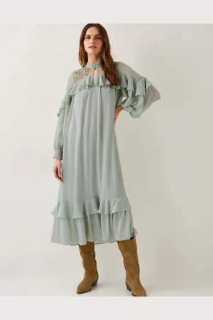 Monsoon Debbie Polka Dot Ruffle Maxi Dress