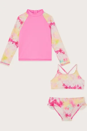 Monsoon Tie Dye Long Sleeve Swim Top and Bikini Set