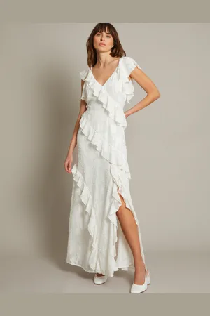 Monsoon Remi V-Neck Ruffle Maxi Wedding Dress