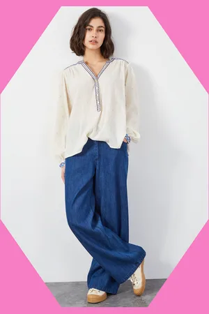 Bohemia East Aria Embroidered Crinkle Blouse