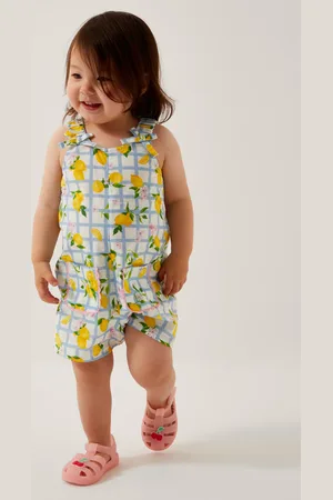 Monsoon Baby Lemon Tile Print Romper