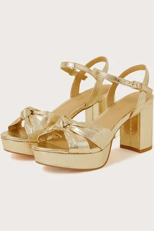 Monsoon Metallic Twist Knot Platform Heels