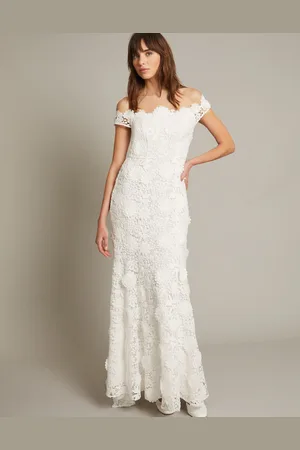 Monsoon Clare Floral Embroidered Bardot Wedding Dress