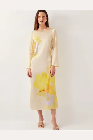 Monsoon Camile Floral Satin Midi Dress