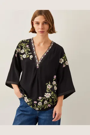 Bohemia Alison V-Neck Floral Embroidered Top