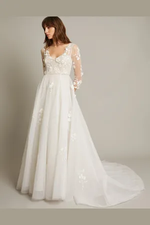 Monsoon Lucy Embroidered Floral Maxi Wedding Dress