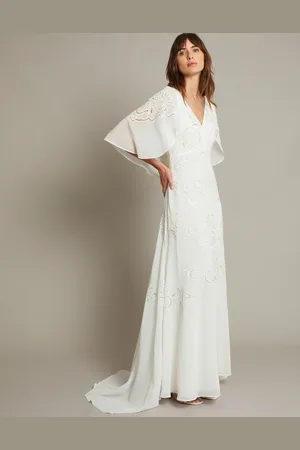 Monsoon Cali Embellished Cape Sleeve Wedding Dress