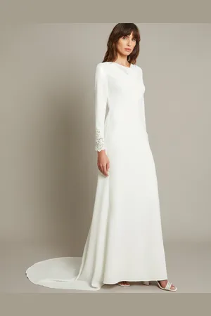 Monsoon Aleah Long Sleeve Cowl Lace Wedding Dress Ivory