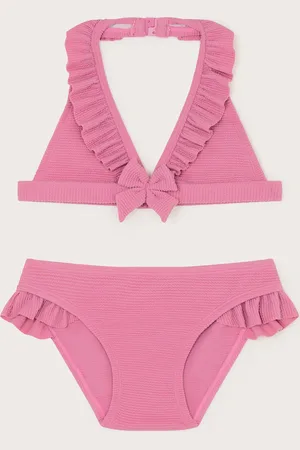 Monsoon Seersucker Bow Ruffle Bikini Set