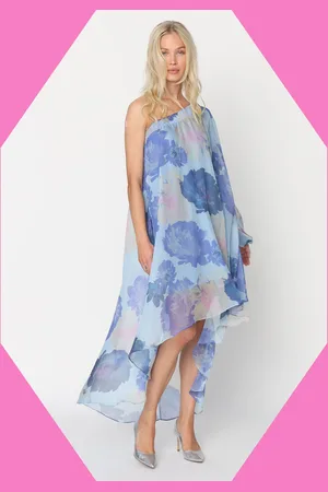 Crās Riley One-Shoulder Dipped Hem Dress