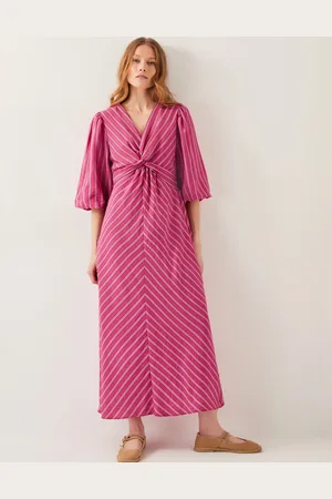 Monsoon Stella Stripe Twist-Front Maxi Dress