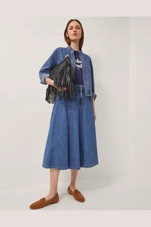 Monsoon Sara Denim A-Line Midi Skirt