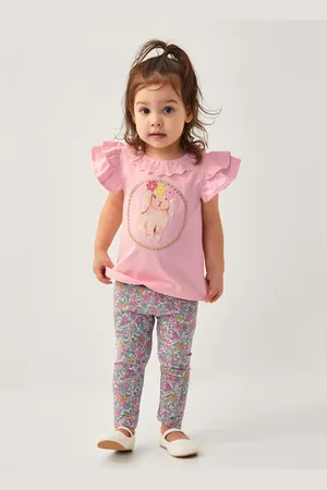 EAST Baby Bunny T-shirt and Floral Leggings Set