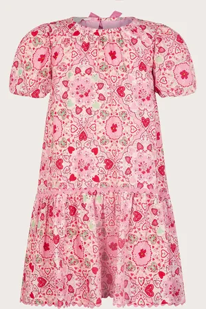 Monsoon Heart Print Puff Sleeve Dress