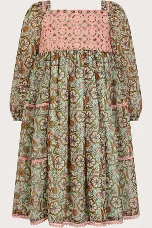 Bohemia Long Sleeve Paisley Yoke Dress