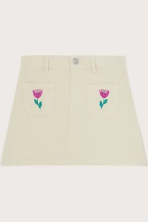 Monsoon Tulip Embroidered Denim Skirt