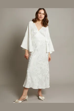 Monsoon Clara Cape Satin Wedding Dress