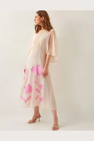 Monsoon Natalie Embroidered Cape Midi Dress
