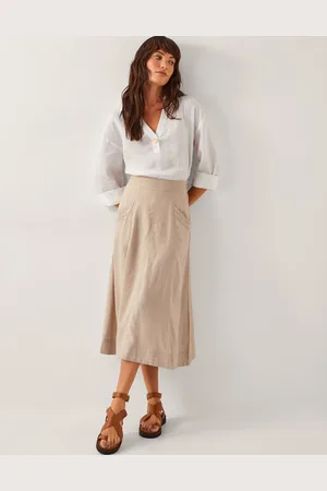 Monsoon Harper Linen A-Line Midi Skirt