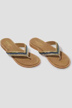 Monsoon Sia Beaded Leather Flip Flop Sandals