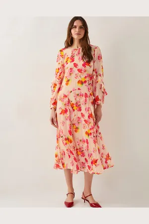 Monsoon Vanna Frill Floral Print Midi Dress