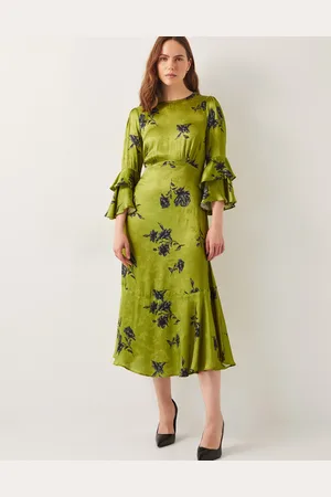Monsoon Pelia Satin Ruffle Midi Dress