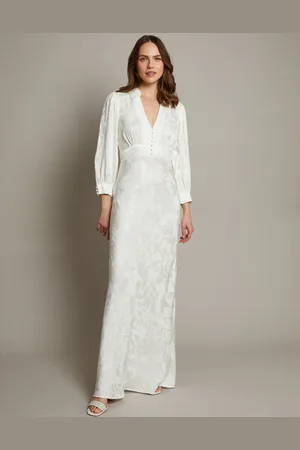 Monsoon Grace Long Sleeve Satin Shirt Wedding Dress