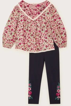 Monsoon Floral Woven Blouse and Leggings Set