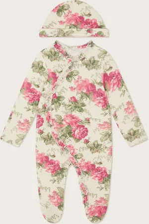 Monsoon Newborn Betsy Floral Sleepsuit and Hat