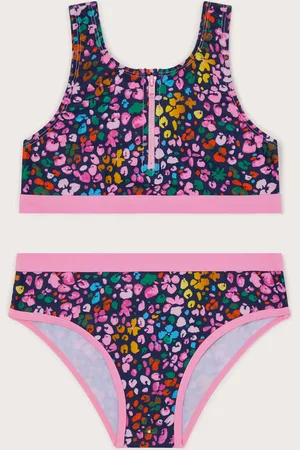 Monsoon Leopard Print Sporty Zip-Up Bikini Set