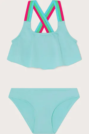 Monsoon Cross Strap Frilly Bikini Set