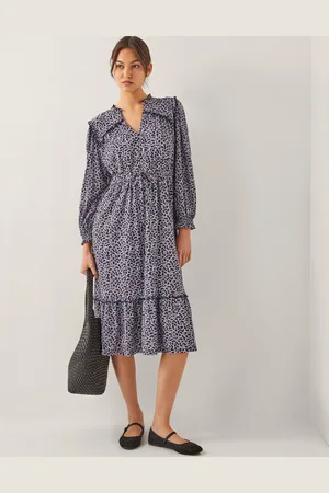 Monsoon Noiv Scallop Print Jersey Midi Dress