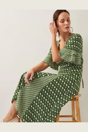 Monsoon Maren Geometric Print Midi Tea Dress