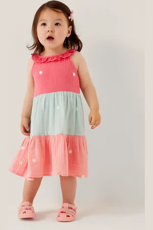 Monsoon Baby Floral Embroidered Tiered Dress