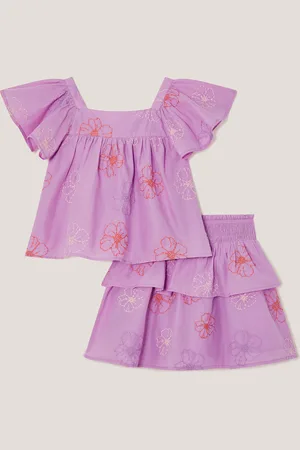 Monsoon Floral Embroidered Top & Skirt Set