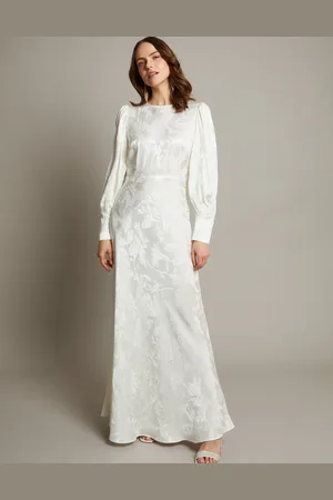 Monsoon Grace Long Sleeve Satin Wedding Dress